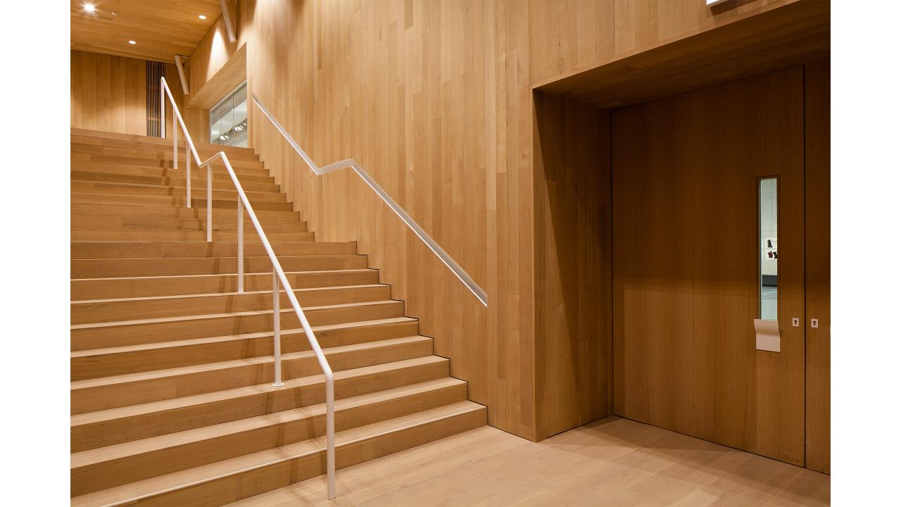 Museum staircase, floor, ceiling, cladding and doors
