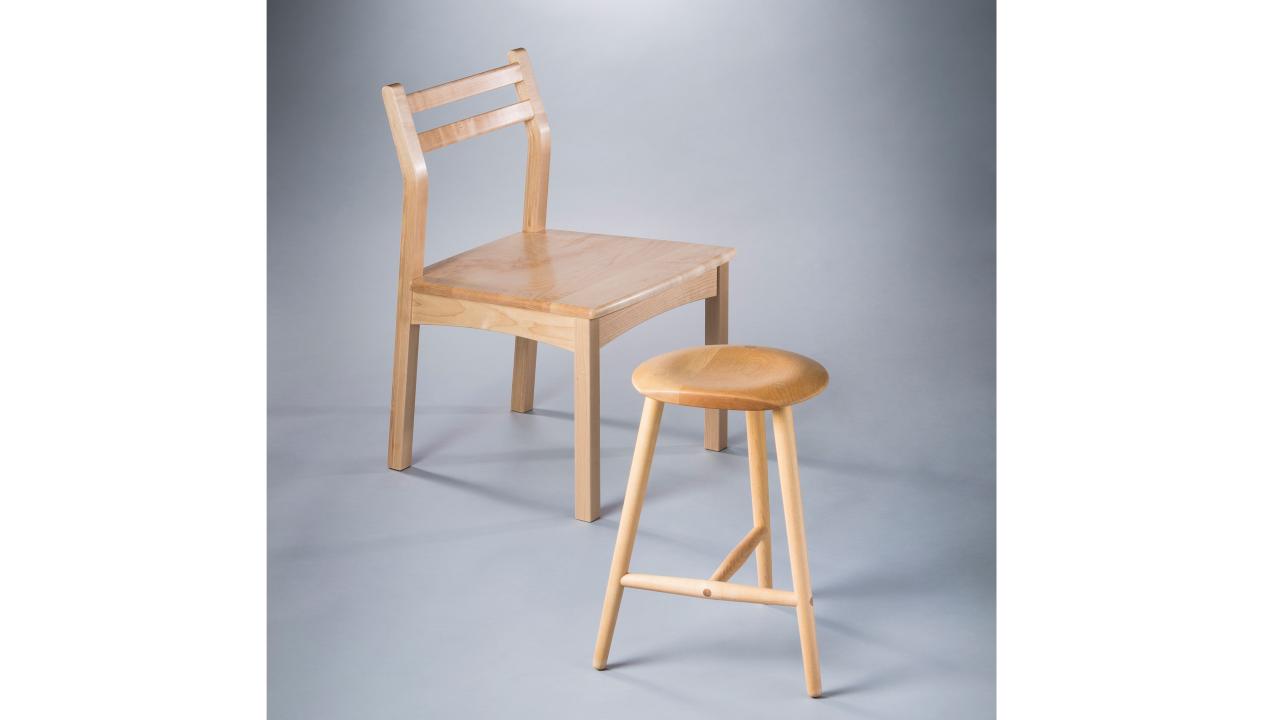 Chair and stool by Yoshimitsu Motoyama